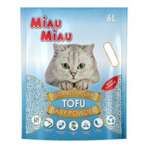 Nisip litieră MIAU MIAU Tofu, Baby Powder, 6L