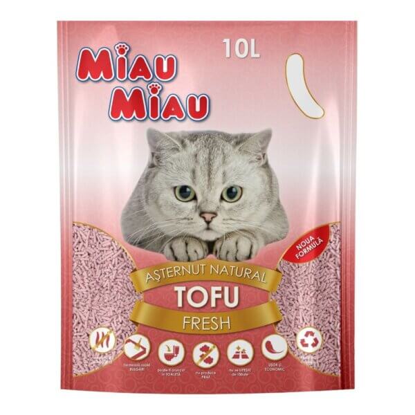 Nisip litieră MIAU MIAU Tofu, Fresh, 10L
