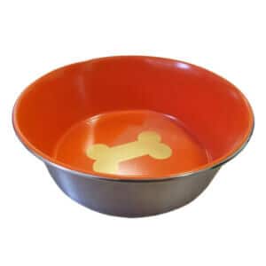 Castron 4DOG Inox, Interior Portocaliu Antiderapant, 0,9L, 16cm