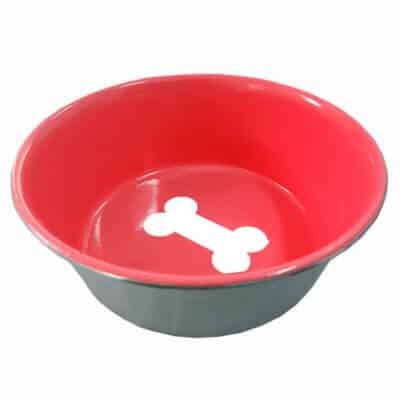 Castron 4DOG Inox, Interior Roșu Antiderapant, 0,9L, 16cm