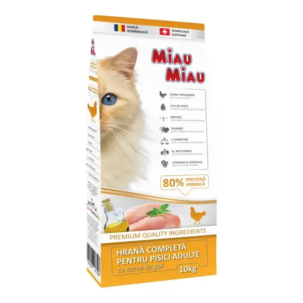 Hrană uscată pisici MIAU MIAU Adult, Pui, 10kg