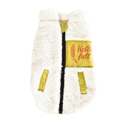 Haină pentru câini 4DOG DELUXE, Fluffy Alb, 35 cm