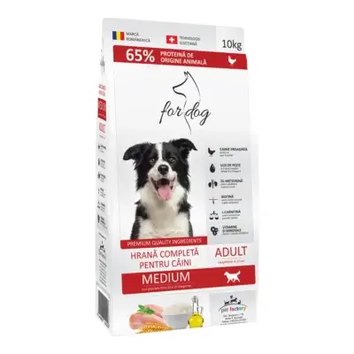 Hrană uscată câini FOR DOG Adult, Talie Medie, Pasăre, 10kg