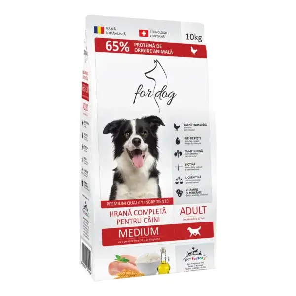 Hrană uscată câini FOR DOG Adult, Talie Medie, Pasăre, 10kg