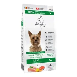 Hrană uscată câini FOR DOG Adult, Talie Mica, Pasăre, 10kg