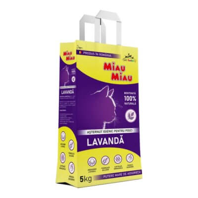 Nisip litieră MIAU MIAU Bentonită, Lavandă, 5kg