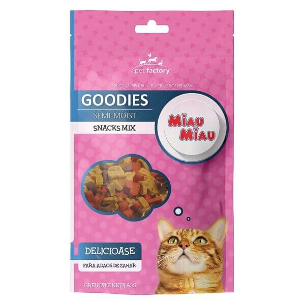 Snacks pentru pisică Adult, MIAU MIAU Goodies Snacks, Mix, 60g
