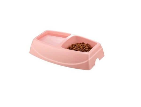 Castron Dublu, 4DOG Deluxe, Plastic, Roz, 2x0.25L