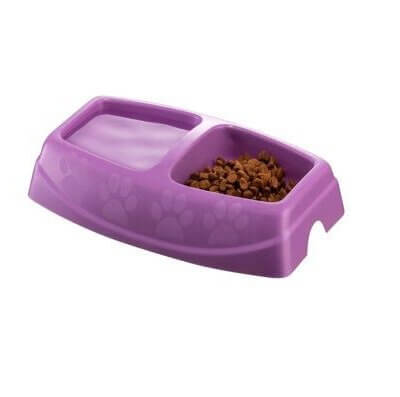 Castron Dublu, 4DOG Deluxe, Plastic, Violet, 2x0.25L