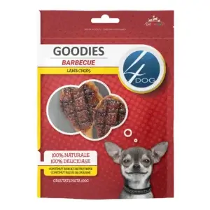 Recompense pentru câini Adult, 4DOG GOODIES Barbecue, Cotlete de Miel, 100g