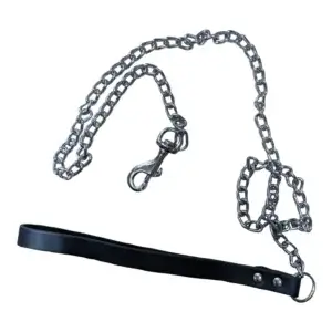 Lesă pentru câini 4DOG din Metal si Piele, Negru, Nr. 4, 3.5 90 cm