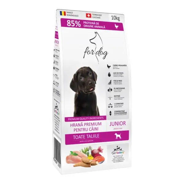 Hrană uscată câini FOR DOG Junior, Pasăre, 10kg