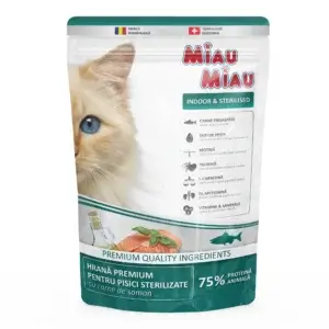 Hrană uscată pisici MIAU MIAU Indoor, Adult, Sterilizată, Pasăre, 800g