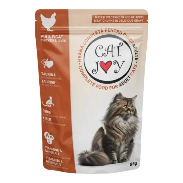 Hrană umedă CAT JOY pisica Adult, Pui în Sos, 85g