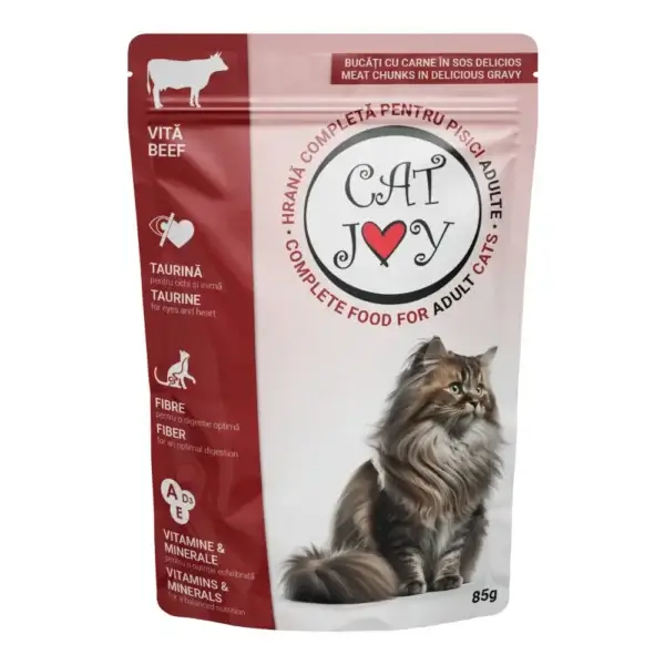 Hrană umedă CAT JOY pisica Adult, Vită în Sos, 85g