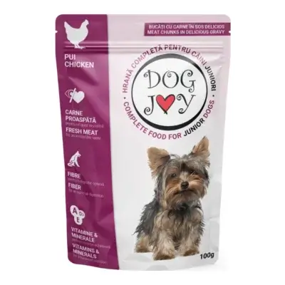 Hrană umedă câini DOG JOY, Junior, Pui în Sos, 100g