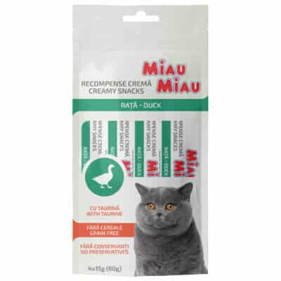 Creamy Snacks MIAU MIAU, pisica adult, Rață, 4x15g