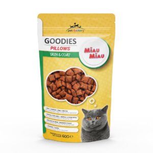 Snacks pentru pisică Adult, MIAU MIAU Pillows Piele și Blană, 60g