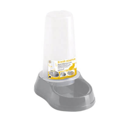 Dispenser pentru apă și mâncare STEFANPLAST Break Reserve, Stone Grey, 0,65L
