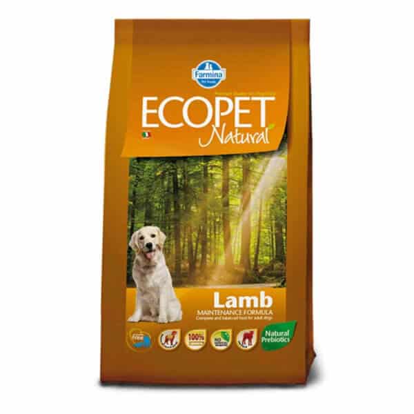 Hrană uscată câini ECOPET NATURAL, Adult, Medium, Miel, 2,5kg