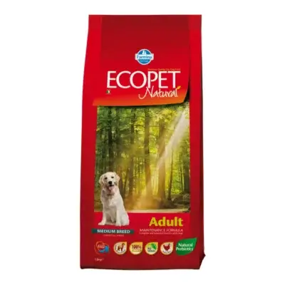 Hrană uscată câini ECOPET NATURAL, Adult, Medium, 12kg