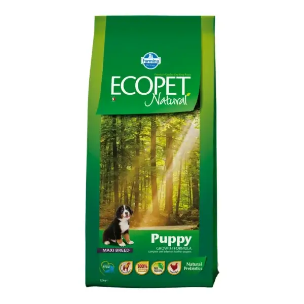 Hrană uscată câini ECOPET NATURAL, Puppy, Maxi, 12kg