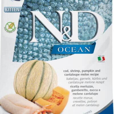 Hrană uscată pisici ND Ocean, Junior, Cod, Crevete, Dovleac și Pepene Galben, 1.5kg