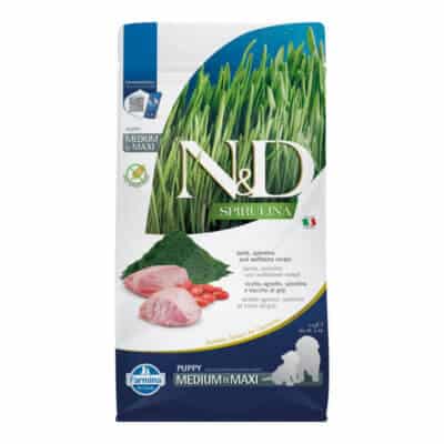 Hrană uscată câini ND Spirulină, Junior, Talie Medie Mare, Miel și Goji, 2kg
