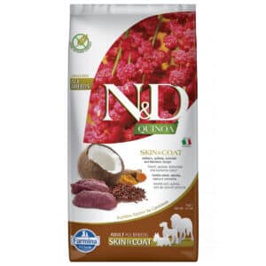 Hrană uscată câini ND Quinoa Piele și Blană, Adult, Talie Medie Mare, Vânat si Cocos, 7kg