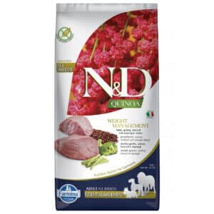 Hrană uscată câini ND Quinoa Controlul Greutății, Adult, Talie Medie Mare, Miel și Broccoli, 7kg