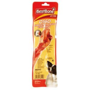 Recompensa pentru câini Adult, BESTBONE, Os Natural cu șuncă, 140g