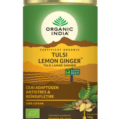 Ceai Tulsi Lămâie și Ghimbir, 100g, Organic India