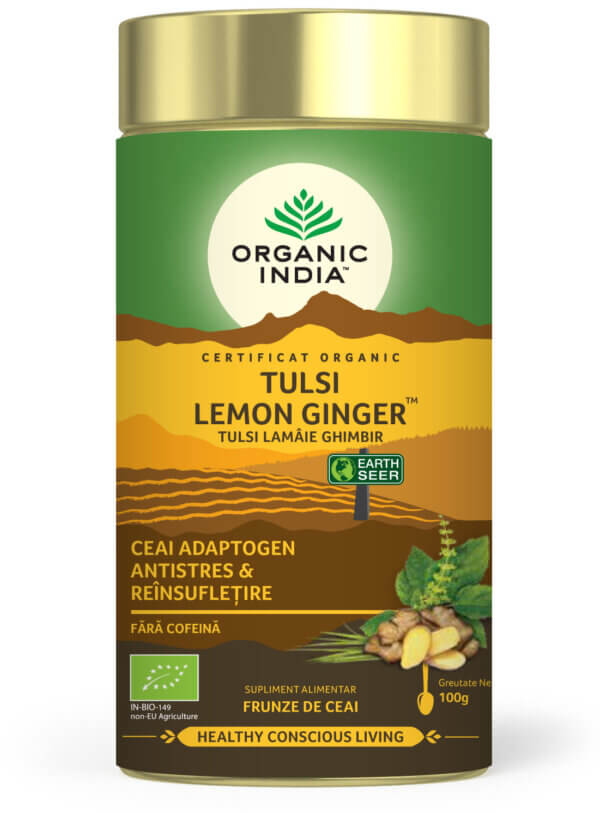 Ceai Tulsi Lămâie și Ghimbir, 100g, Organic India