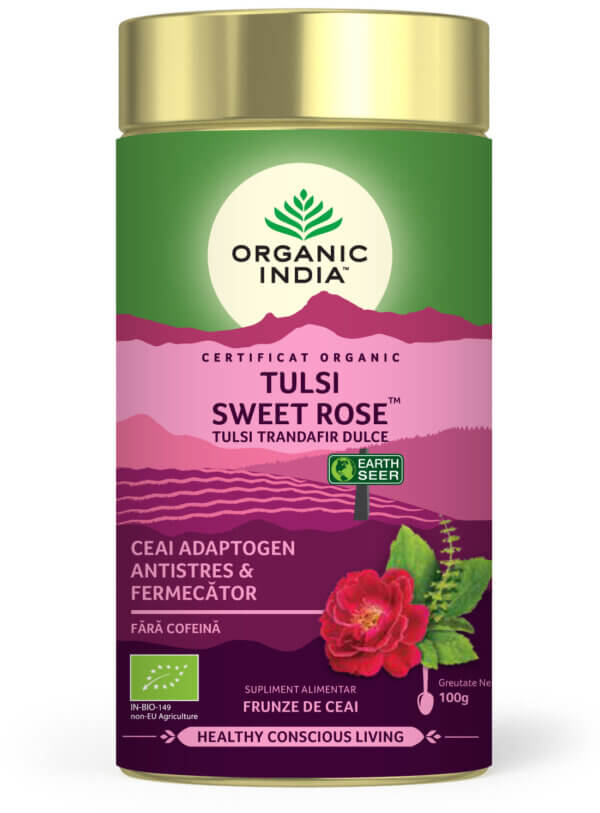 Ceai Tulsi Trandafir Dulce, 100g, Organic India