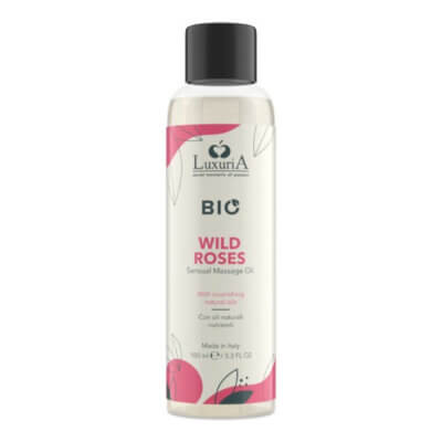 Ulei de masaj Bio Wild Roses, aromă de trandafir, 100 ml, Luxuria