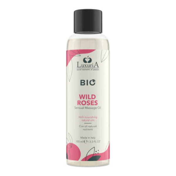 Ulei de masaj Bio Wild Roses, aromă de trandafir, 100 ml, Luxuria