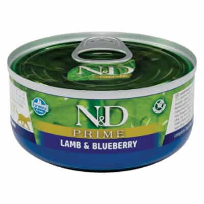 Hrană umedă pisică ND Prime, Adult, Miel și Afine, 70g