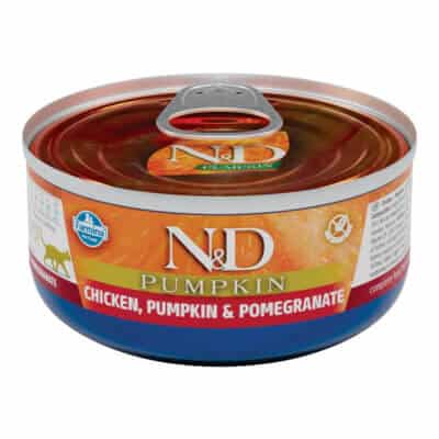 Hrană umedă pisică ND Pumpkin, Adult, Pui, Rodie și Dovleac, 70g