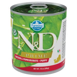 Hrană umedă câini ND Prime, Junior, Pui și Rodie, 285g