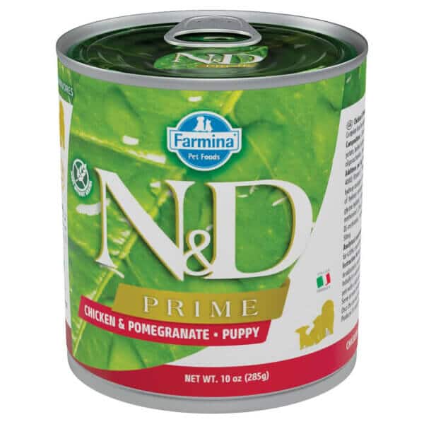 Hrană umedă câini ND Prime, Junior, Pui și Rodie, 285g
