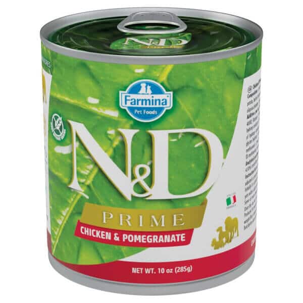 Hrană umedă câini ND Prime, Adult, Pui și Rodie, 285g