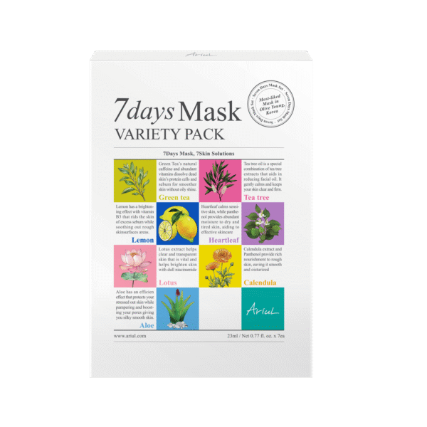 Set de măști pentru tratamentul complet al tenului 7Days Mask, 7 bucăți, Ariul