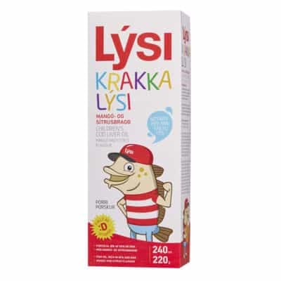 Ulei din ficat de cod cu aromă naturală de mango pentru copii, 240 ml, Lysi