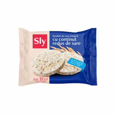 Rondele din orez integral cu conținut redus de sare (fără zahăr), 22,5 g, Sly Nutritia