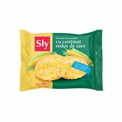 Rondele din porumb cu conținut redus de sare (fără zahăr), 26 g, Sly Nutritia