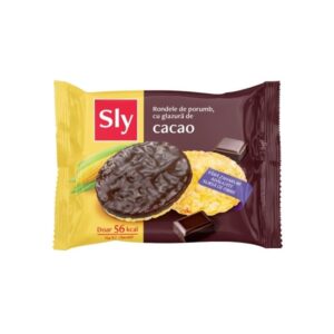 Rondele din porumb cu glazură de cacao (fără zahăr), 26 g, Sly Nutritia
