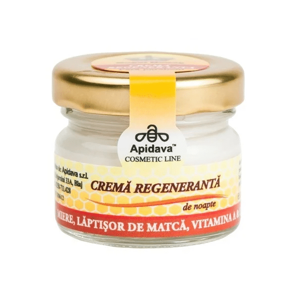 Cremă regenerantă de noapte cu miere, lăptișor de matcă și Vitamina A și E, 30ml, Apidava