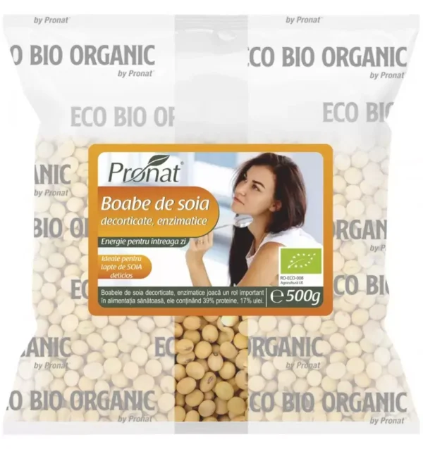 Boabe de soia bio enzimatice, 500g, Pronat