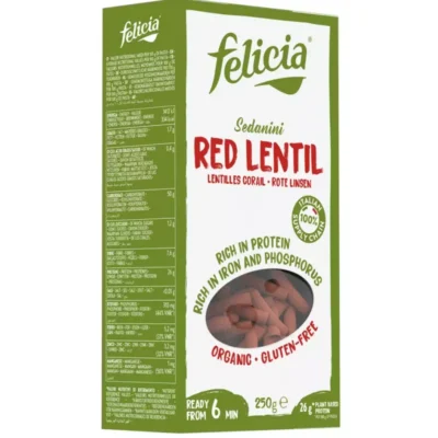 Sedanini bio din linte roșie, 250g, Felicia