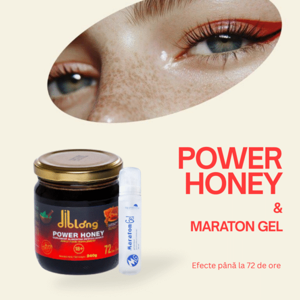 Pachet Miere afrodisiac Power Honey, 240 g, Diblong + Lubrifiant MARATON Gel, 50 ml, Transvital
